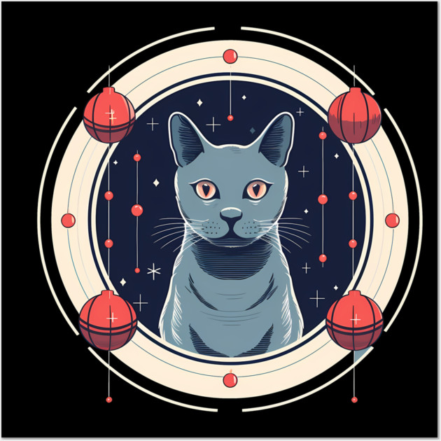 Russian Blue Cat Xmas Ornament, Love Cats Wall Art by logiamerch