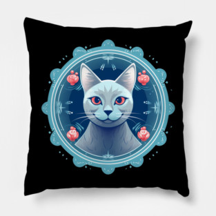 Russian Blue Cat Xmas Ornament, Love Cats Pillow