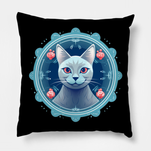 Russian Blue Cat Xmas Ornament, Love Cats Pillow by logiamerch