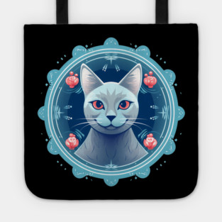 Russian Blue Cat Xmas Ornament, Love Cats Tote