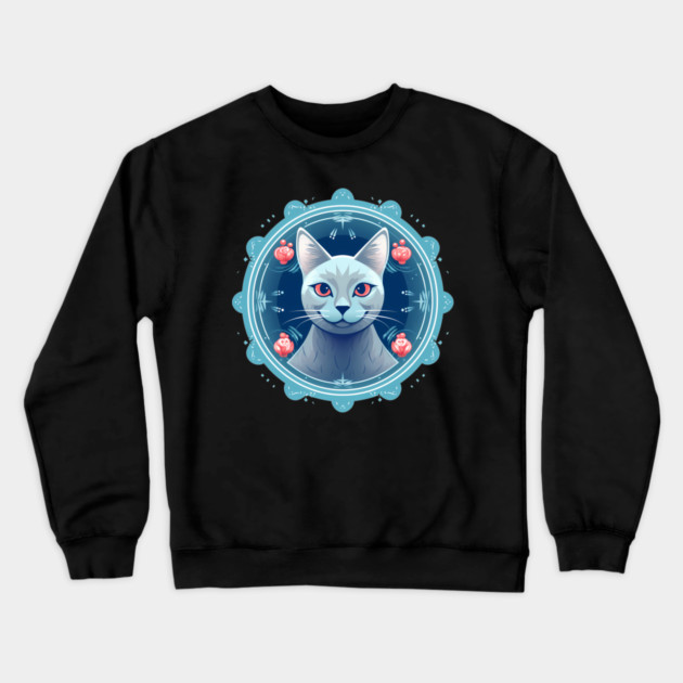 Russian Blue Cat Xmas Ornament, Love Cats Crewneck Sweatshirt by logiamerch