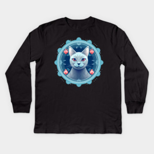 Russian Blue Cat Xmas Ornament, Love Cats Kids Long Sleeve T-Shirt