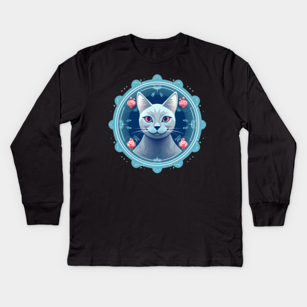 Russian Blue Cat Xmas Ornament, Love Cats Kids Long Sleeve T-Shirt by logiamerch