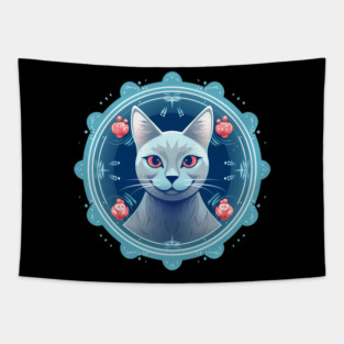 Russian Blue Cat Xmas Ornament, Love Cats Tapestry