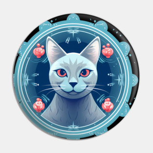 Russian Blue Cat Xmas Ornament, Love Cats Pin