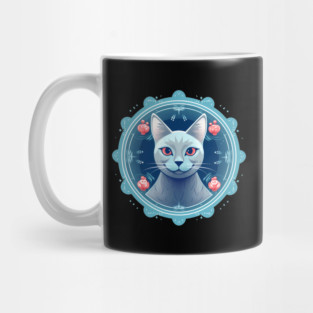 Russian Blue Cat Xmas Ornament, Love Cats Mug