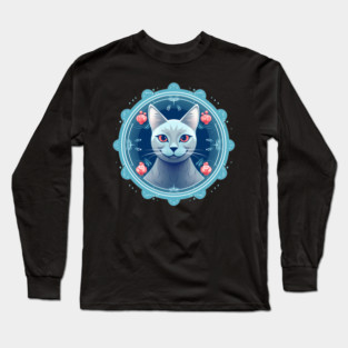 Russian Blue Cat Xmas Ornament, Love Cats Long Sleeve T-Shirt