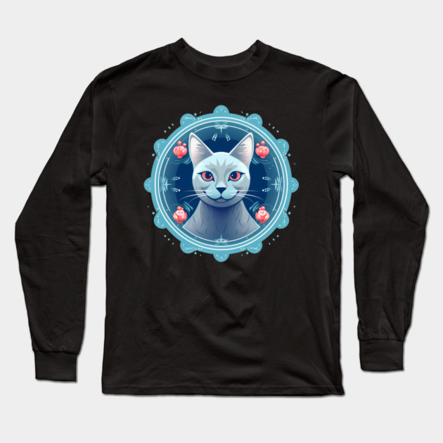 Russian Blue Cat Xmas Ornament, Love Cats Long Sleeve T-Shirt by logiamerch