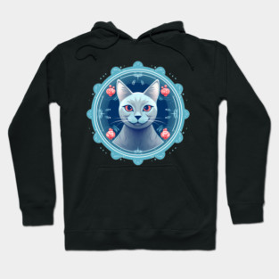 Russian Blue Cat Xmas Ornament, Love Cats Hoodie