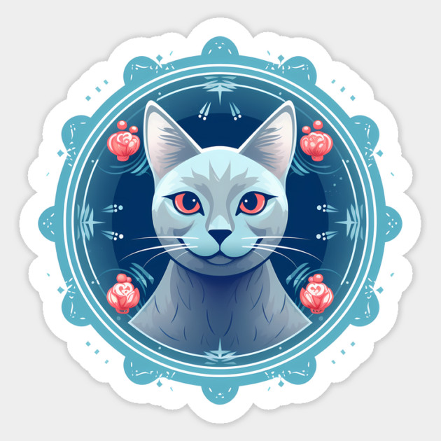 Russian Blue Cat Xmas Ornament, Love Cats Sticker by logiamerch
