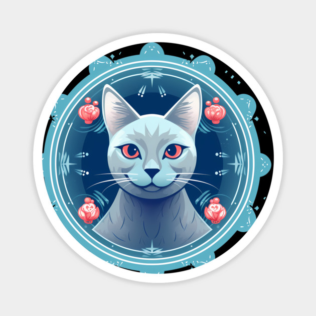 Russian Blue Cat Xmas Ornament, Love Cats Magnet by logiamerch