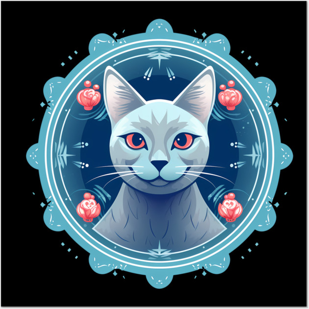 Russian Blue Cat Xmas Ornament, Love Cats Wall Art by logiamerch