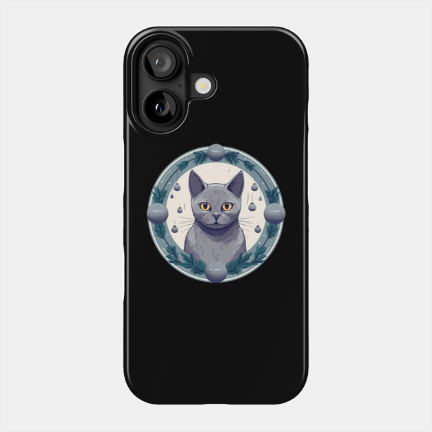 Russian Blue Cat Xmas Ornament, Love Cats Phone Case by logiamerch
