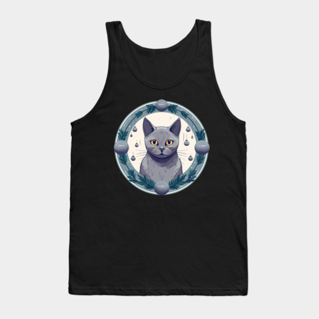 Russian Blue Cat Xmas Ornament, Love Cats Tank Top by logiamerch