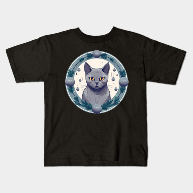 Russian Blue Cat Xmas Ornament, Love Cats Kids T-Shirt by logiamerch