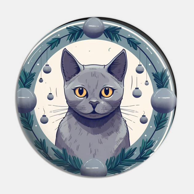 Russian Blue Cat Xmas Ornament, Love Cats Pin by logiamerch