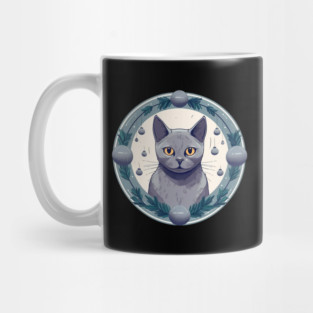 Russian Blue Cat Xmas Ornament, Love Cats Mug