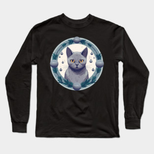 Russian Blue Cat Xmas Ornament, Love Cats Long Sleeve T-Shirt