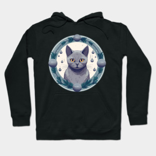 Russian Blue Cat Xmas Ornament, Love Cats Hoodie