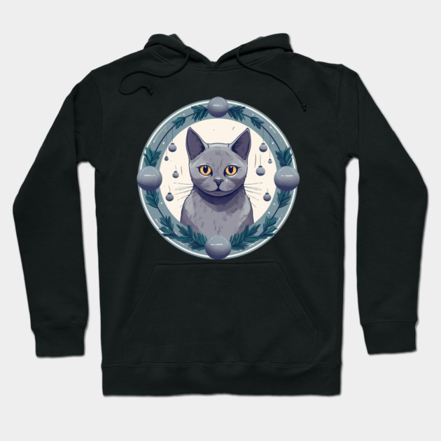 Russian Blue Cat Xmas Ornament, Love Cats Hoodie by logiamerch