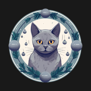 Russian Blue Cat Xmas Ornament, Love Cats T-Shirt