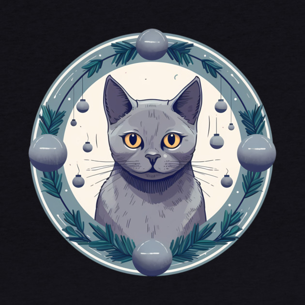 Russian Blue Cat Xmas Ornament, Love Cats by logiamerch