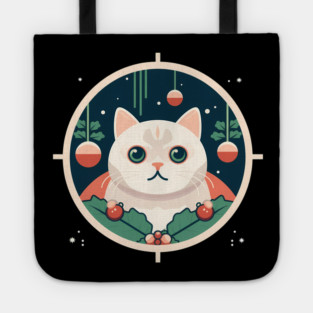 Scottish Fold Cat Xmas Ornament, Love Cats Tote