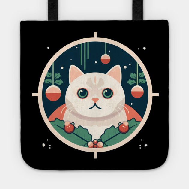 Scottish Fold Cat Xmas Ornament, Love Cats Tote by logiamerch