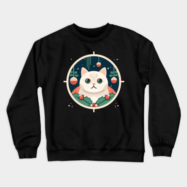 Scottish Fold Cat Xmas Ornament, Love Cats Crewneck Sweatshirt by logiamerch