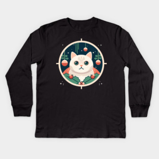 Scottish Fold Cat Xmas Ornament, Love Cats Kids Long Sleeve T-Shirt
