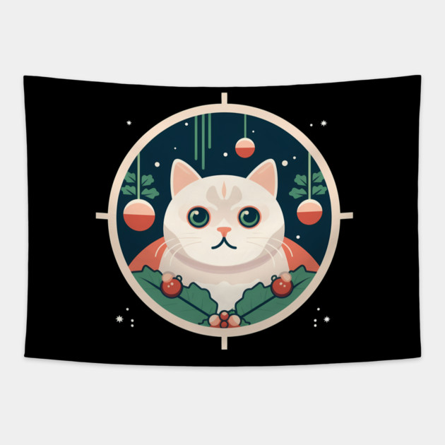 Scottish Fold Cat Xmas Ornament, Love Cats Tapestry by logiamerch