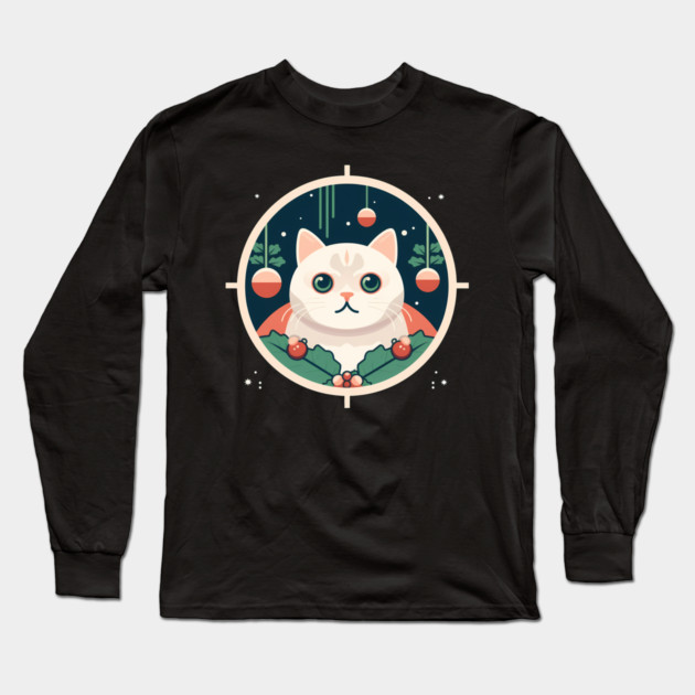 Scottish Fold Cat Xmas Ornament, Love Cats Long Sleeve T-Shirt by logiamerch