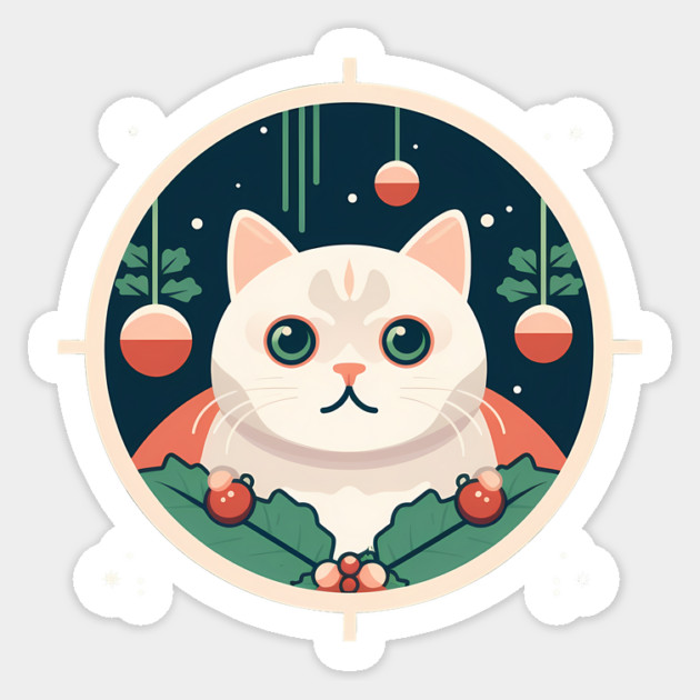Scottish Fold Cat Xmas Ornament, Love Cats Sticker by logiamerch