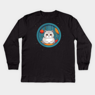 Scottish Fold Cat Xmas Ornament, Love Cats Kids Long Sleeve T-Shirt