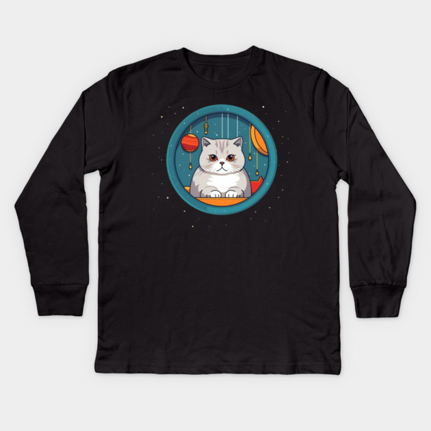 Scottish Fold Cat Xmas Ornament, Love Cats Kids Long Sleeve T-Shirt by logiamerch