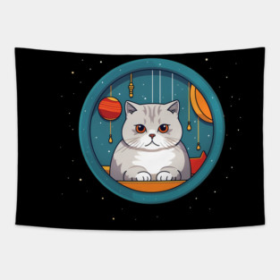 Scottish Fold Cat Xmas Ornament, Love Cats Tapestry