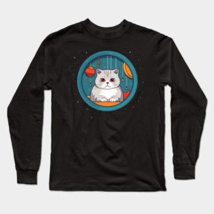 Scottish Fold Cat Xmas Ornament, Love Cats Long Sleeve T-Shirt
