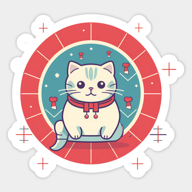 Scottish Fold Cat Xmas Ornament, Love Cats Sticker by logiamerch