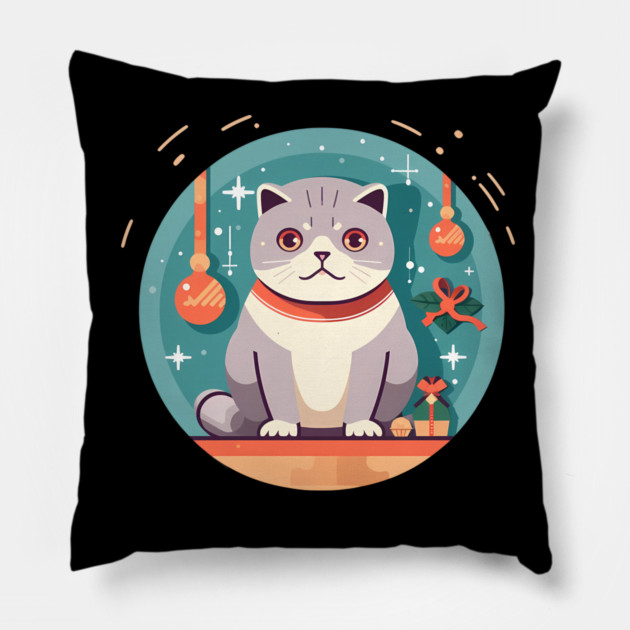 Scottish Fold Cat Xmas Ornament, Love Cats Pillow by logiamerch