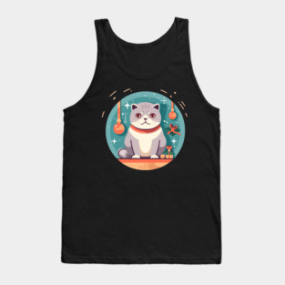 Scottish Fold Cat Xmas Ornament, Love Cats Tank Top