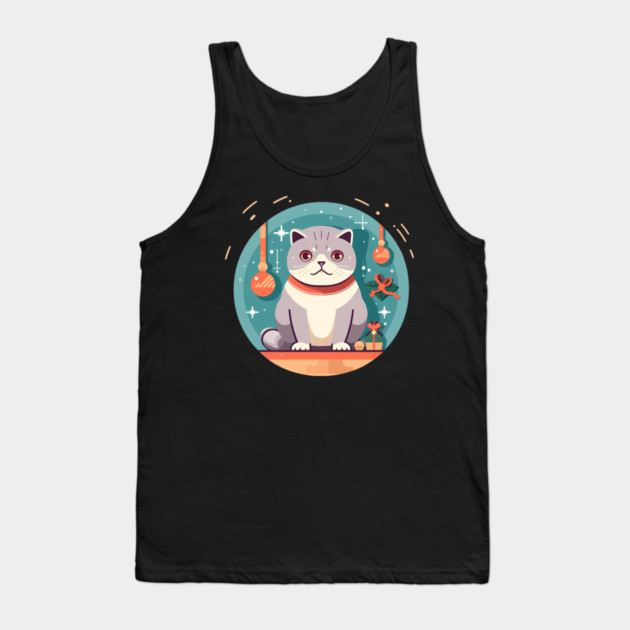 Scottish Fold Cat Xmas Ornament, Love Cats Tank Top by logiamerch