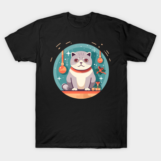 Scottish Fold Cat Xmas Ornament, Love Cats T-Shirt by logiamerch