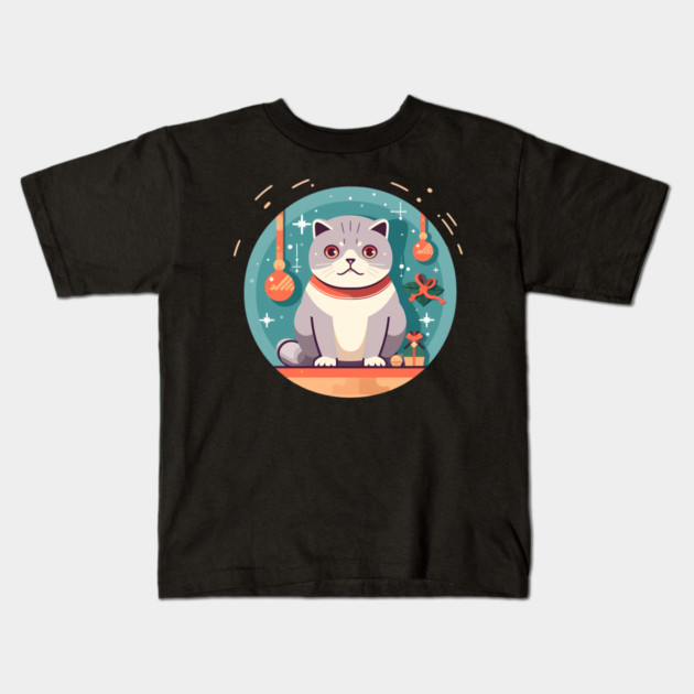Scottish Fold Cat Xmas Ornament, Love Cats Kids T-Shirt by logiamerch
