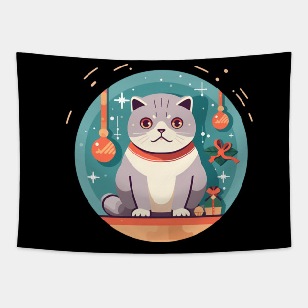 Scottish Fold Cat Xmas Ornament, Love Cats Tapestry by logiamerch