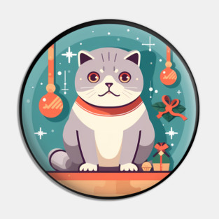 Scottish Fold Cat Xmas Ornament, Love Cats Pin