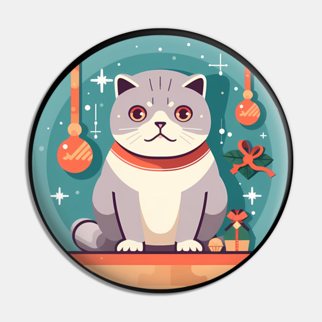 Scottish Fold Cat Xmas Ornament, Love Cats Pin by logiamerch