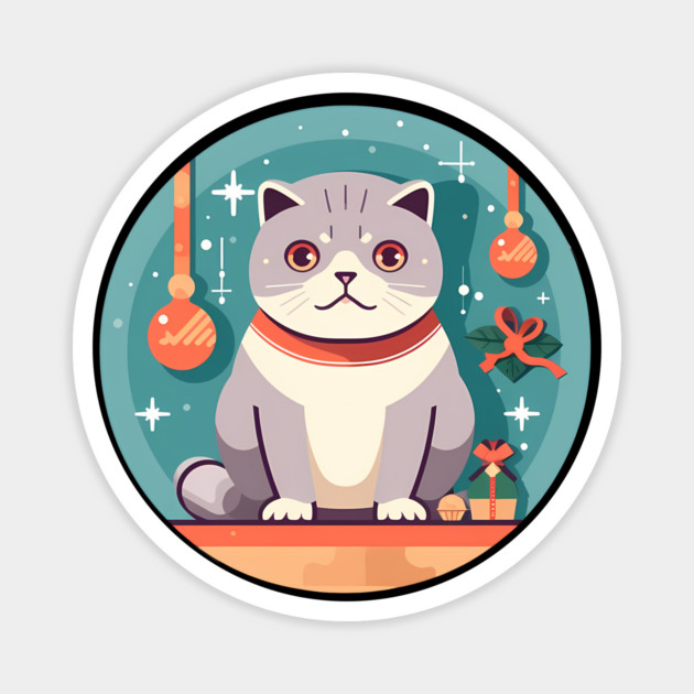 Scottish Fold Cat Xmas Ornament, Love Cats Magnet by logiamerch