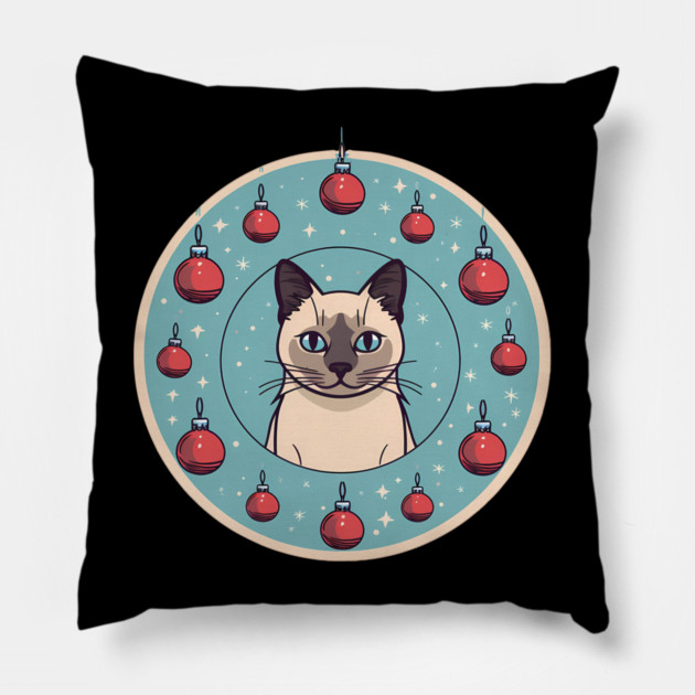 Siamese Cat Xmas Ornament, Love Cats Pillow by logiamerch