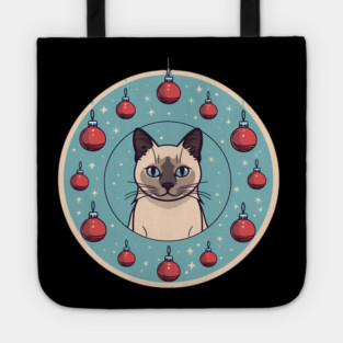 Siamese Cat Xmas Ornament, Love Cats Tote