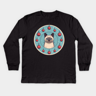 Siamese Cat Xmas Ornament, Love Cats Kids Long Sleeve T-Shirt